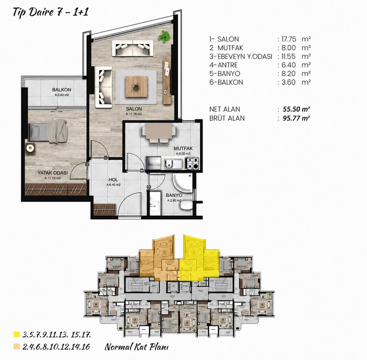 Floor plan 1+1 3