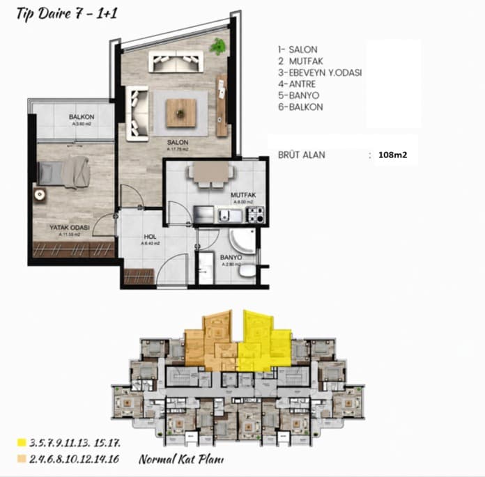 Floor plan 1+1 4