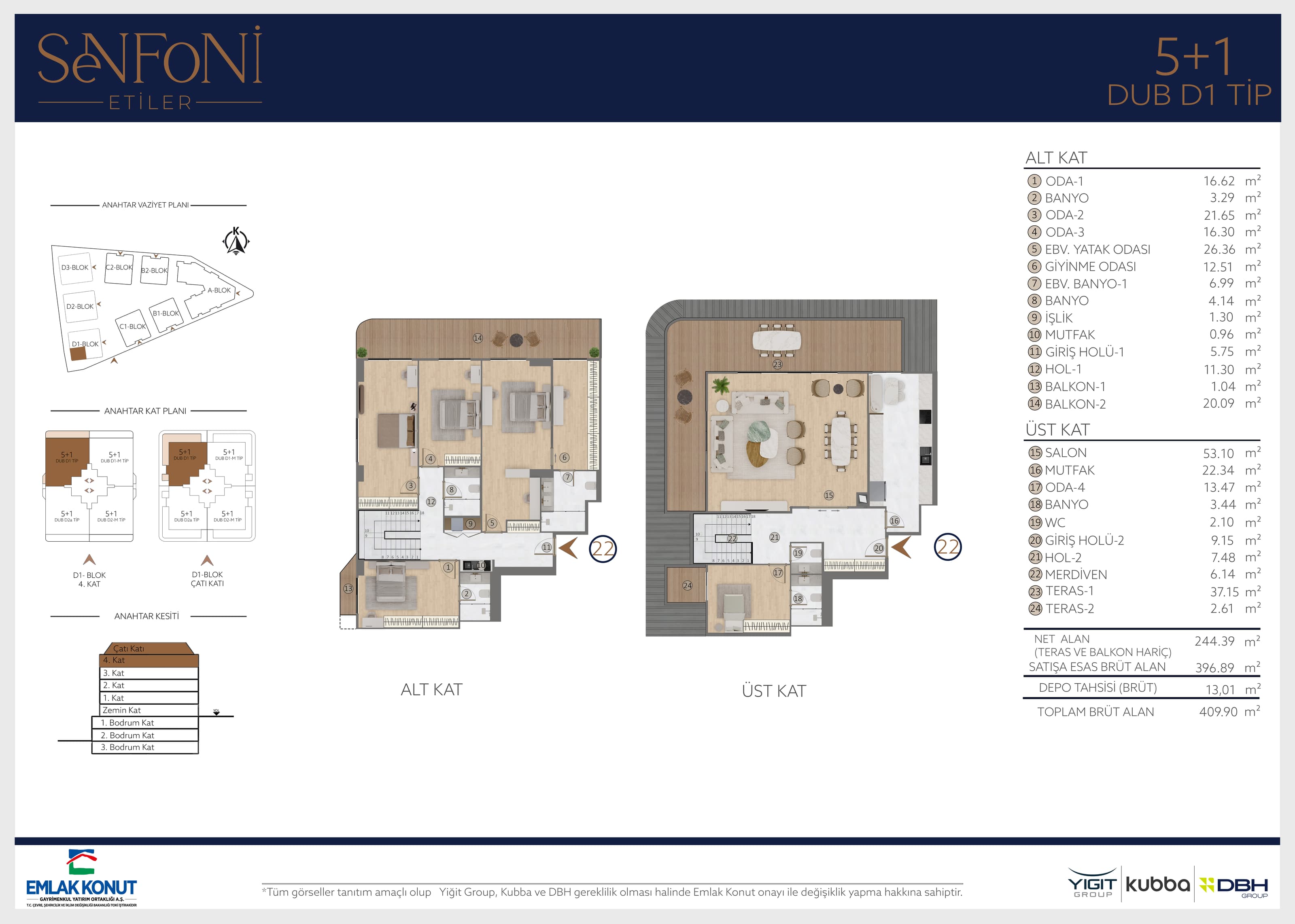 Senfoni Etiler — شقق في إتيلر، إسطنبول — 5+1 Duplex — مخطط الشقة