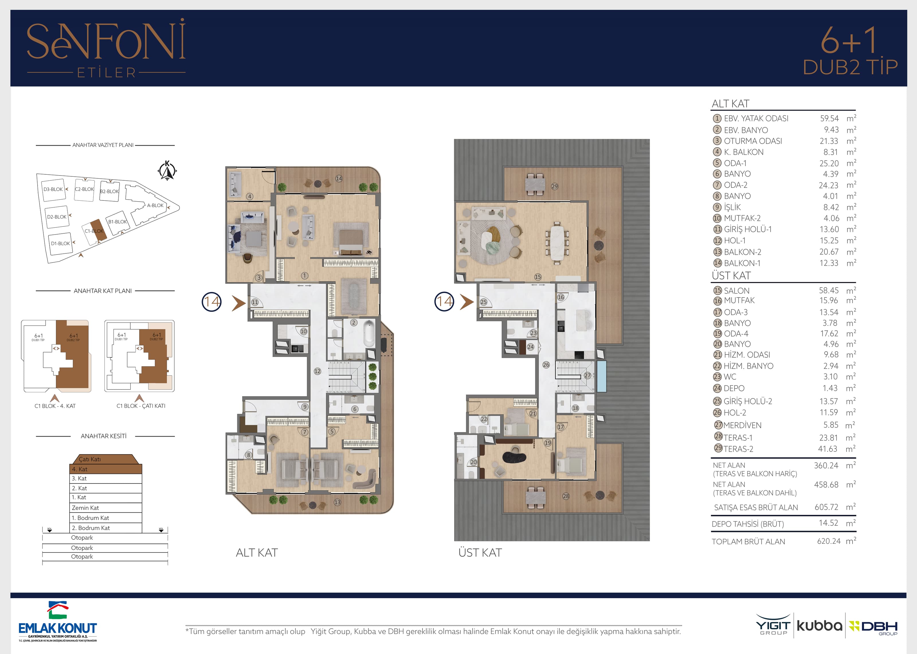 Senfoni Etiler — شقق في إتيلر، إسطنبول — 6+1 Duplex — مخطط الشقة