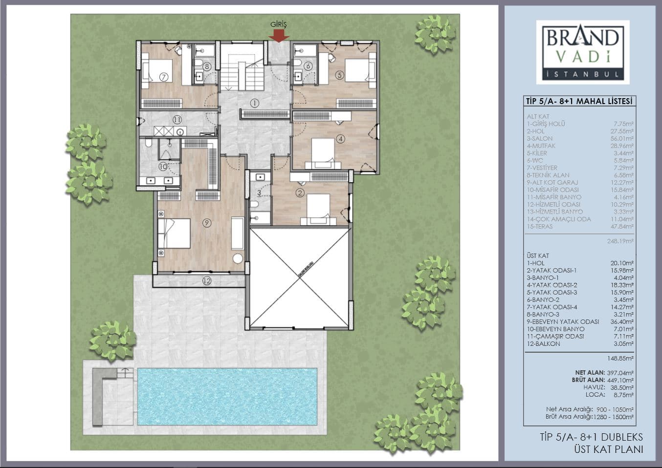 مخطط الشقة 8+1 Duplex 2