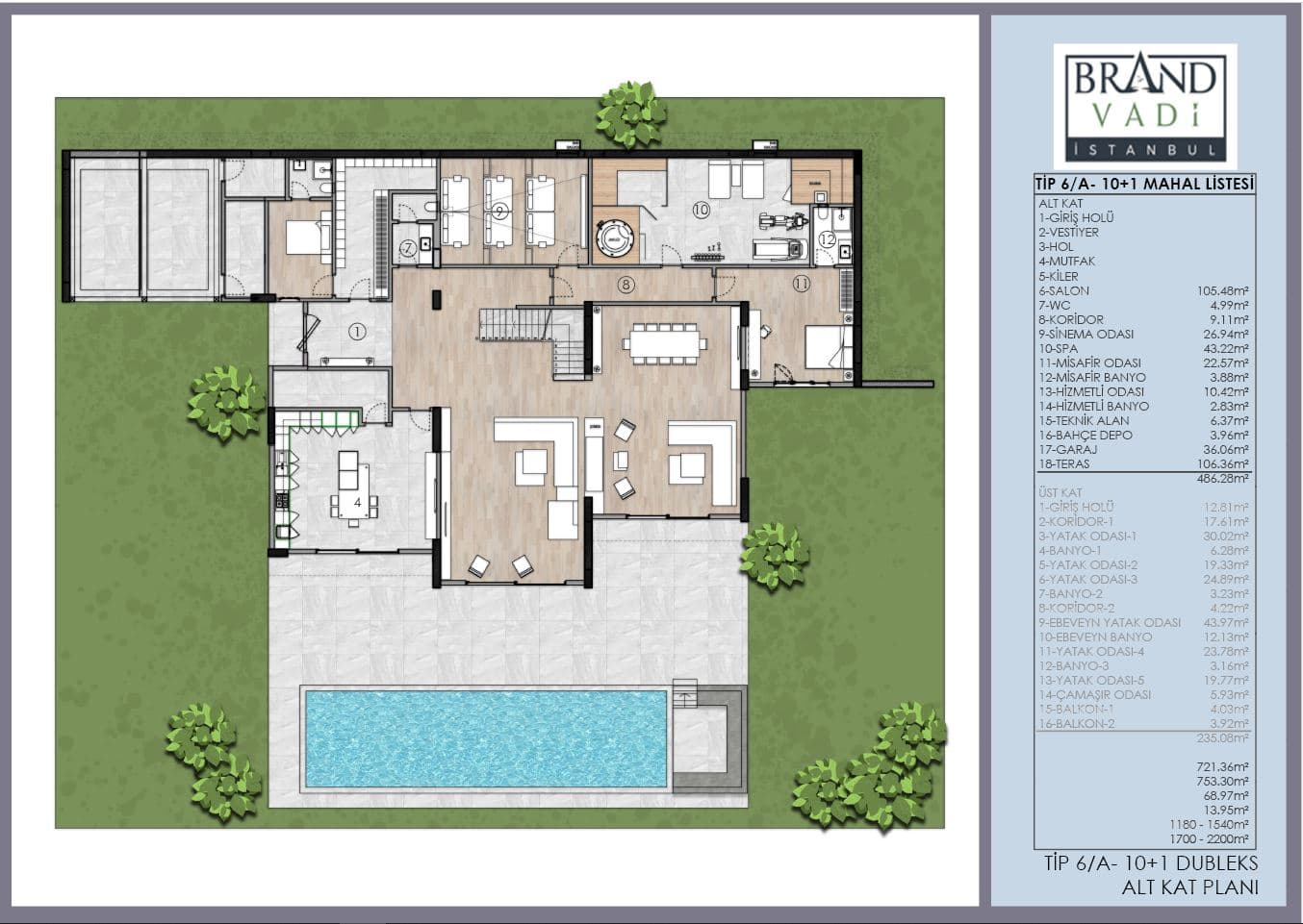 Kat planı 10+1 Duplex 1